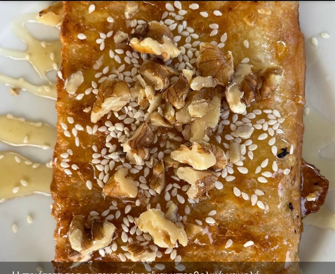 HOMEMADE SAGANAKI FETA CHEESE,HONEY,WALNUTS,SESAME SEEDS