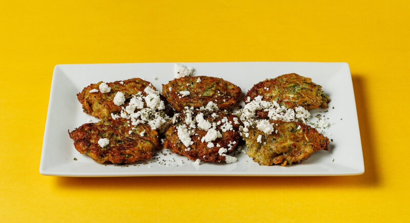 HOMEMADE ZUCCHINI BALLS WITH HERBS & CRUMBLED FETA CHEESE